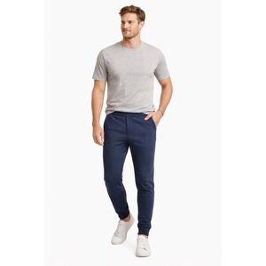 BIRDDOGS Mens Navy Heathered Jogger Sweatpants Casual Athletic Comfort Fit Small